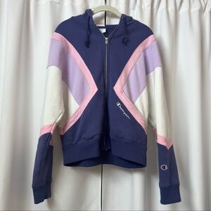 Women's Champion Purple & White Colorblock Zip Up Hoodie Jacket Size Medium